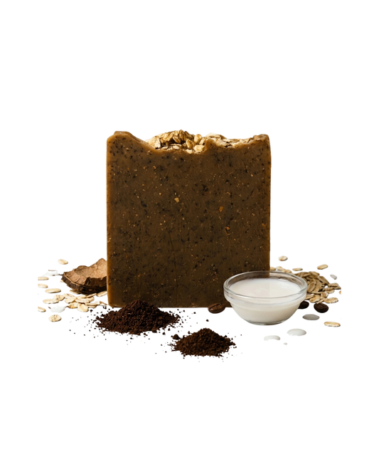 🧼 JABÓN ARTESANAL CAFÉ, COCO & AVENA(Exfoliación energizante, Estimulación natural y Textura uniforme)